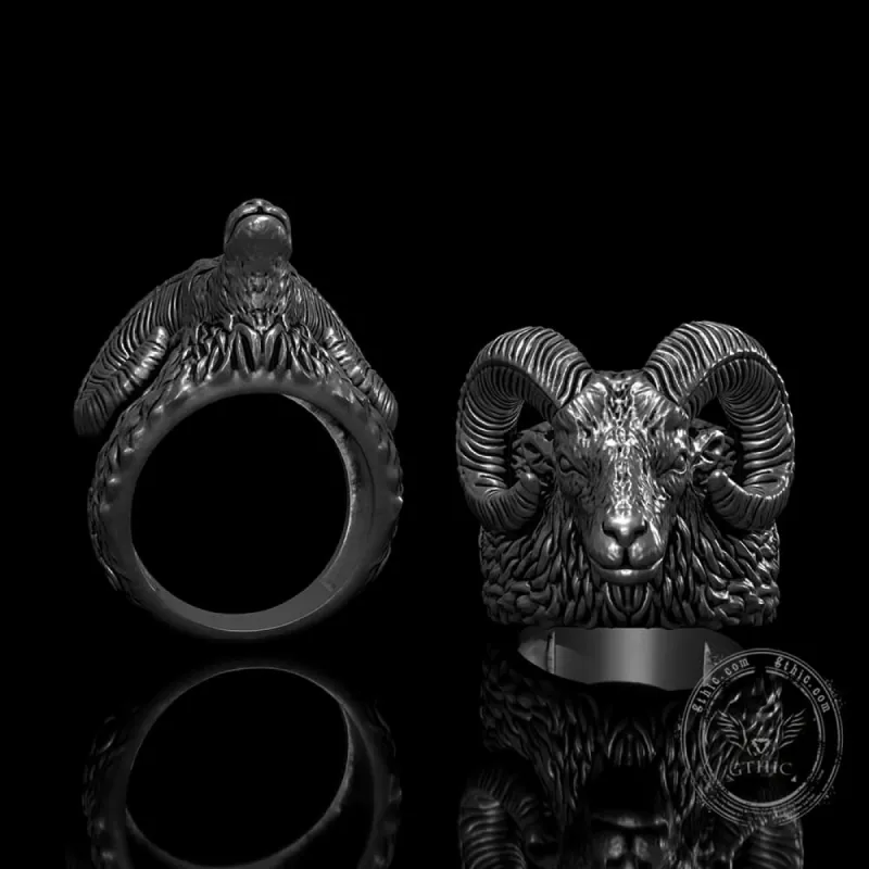 Leviathan Cross Goat Sterling Silver Ring sold by GTHIC