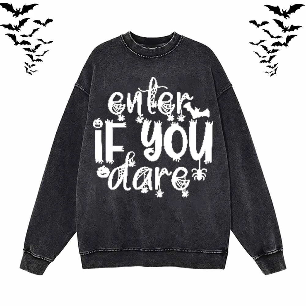 Enter If You Dare Vintage Washed Hoodie Sweatshirt sold by GTHIC product image thumbnail 2