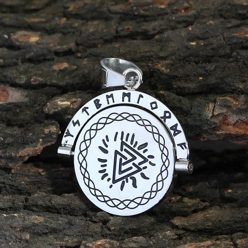 Viking Runes Valknut Stainless Steel Rotating Pendant sold by GTHIC