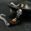 Vintage Skull Tiger Eye Stainless Steel Bracelet sold by GTHIC
