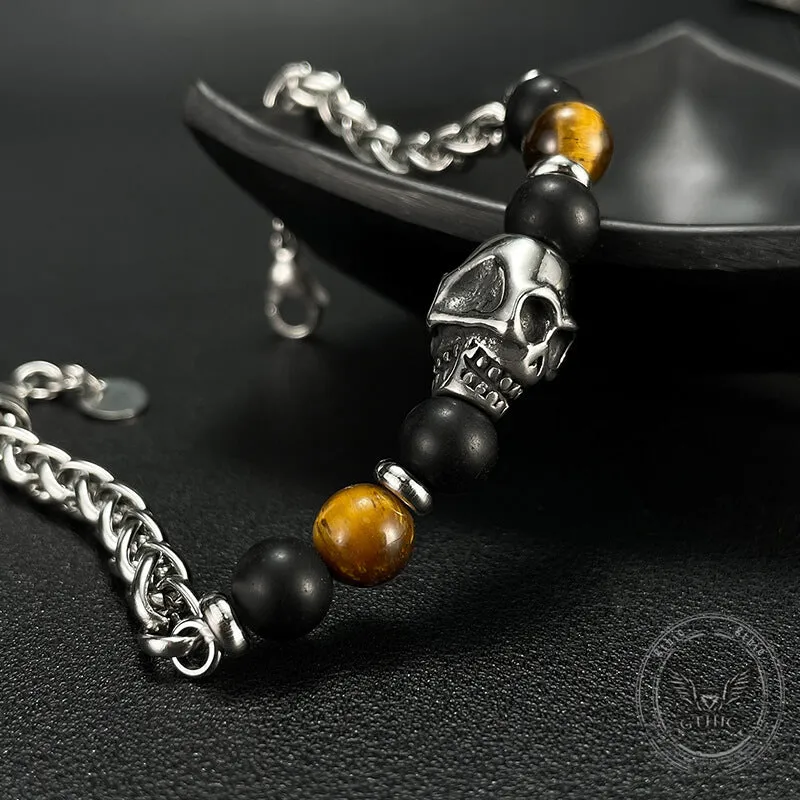 Vintage Skull Tiger Eye Stainless Steel Bracelet sold by GTHIC product image thumbnail 4