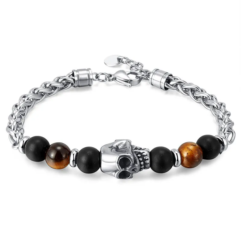 Vintage Skull Tiger Eye Stainless Steel Bracelet sold by GTHIC product image thumbnail 5