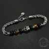Vintage Skull Tiger Eye Stainless Steel Bracelet sold by GTHIC