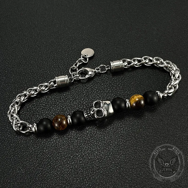 Vintage Skull Tiger Eye Stainless Steel Bracelet sold by GTHIC product image thumbnail 3