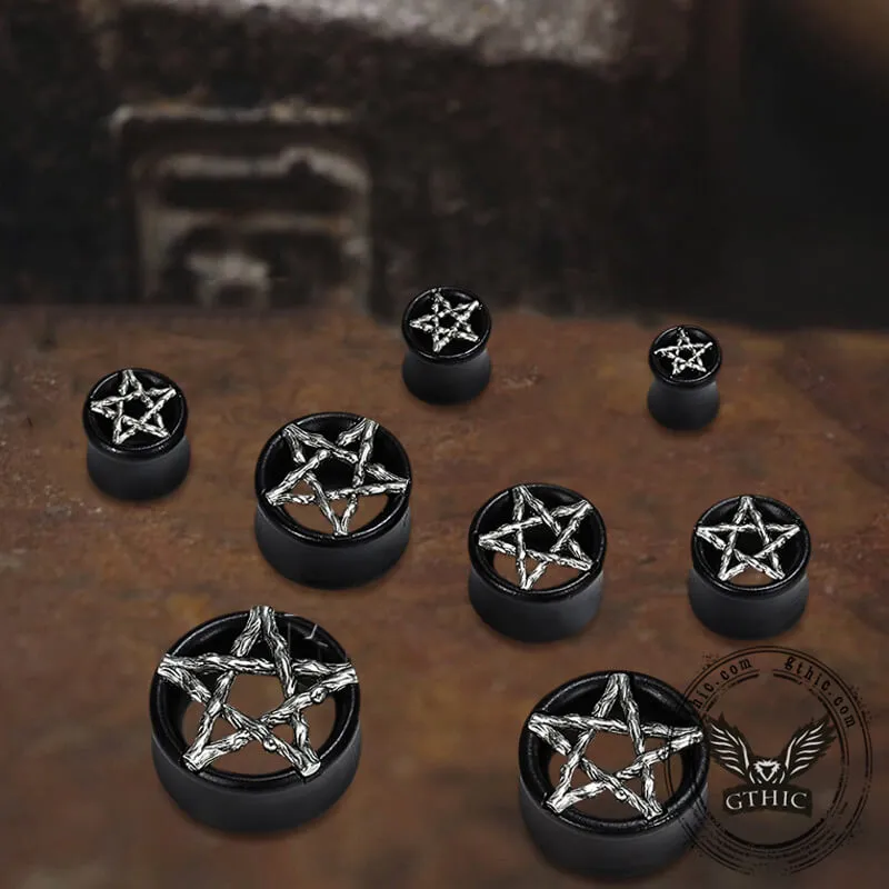 Skull And Star Wood Alloy Ear Gauges sold by GTHIC product image thumbnail 4