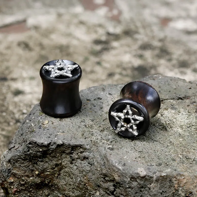 Skull And Star Wood Alloy Ear Gauges sold by GTHIC product image thumbnail 5