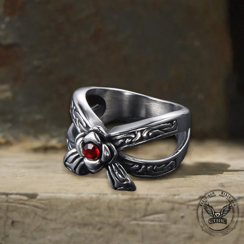 Vintage Bow Rose Stainless Steel Ring sold by GTHIC product image thumbnail 3