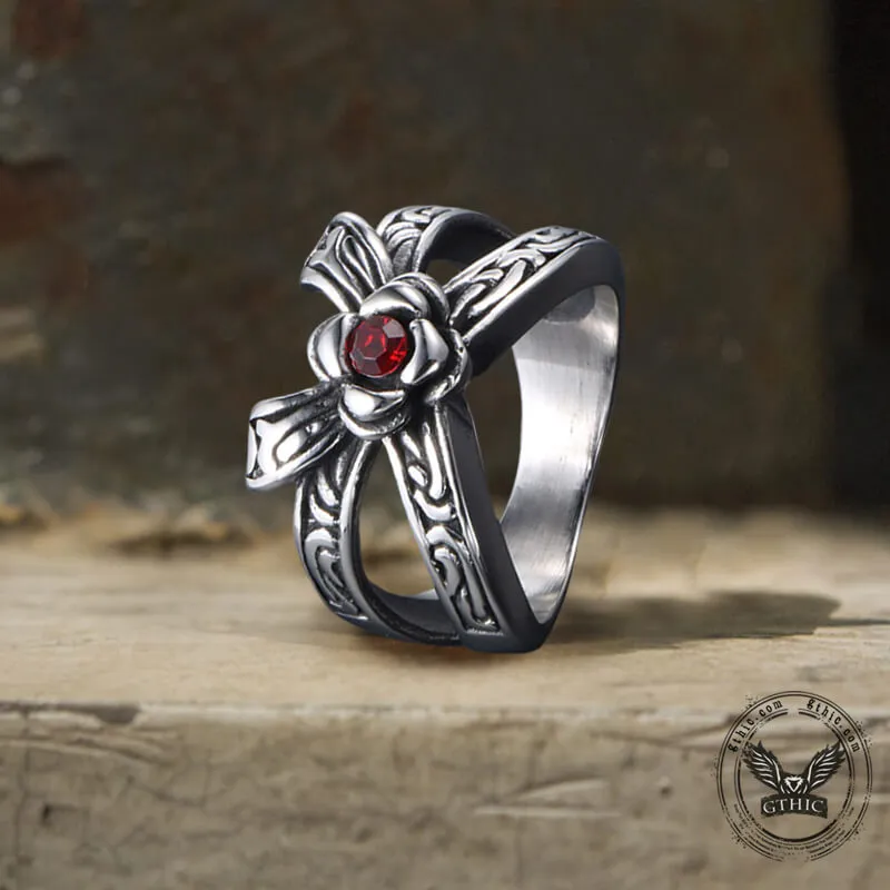 Vintage Bow Rose Stainless Steel Ring sold by GTHIC product image thumbnail 4