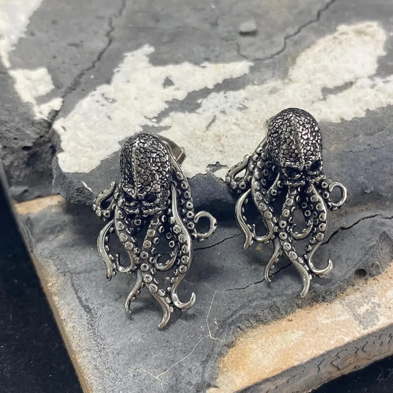 Punk Octopus Stainless Steel Animal Earrings sold by GTHIC