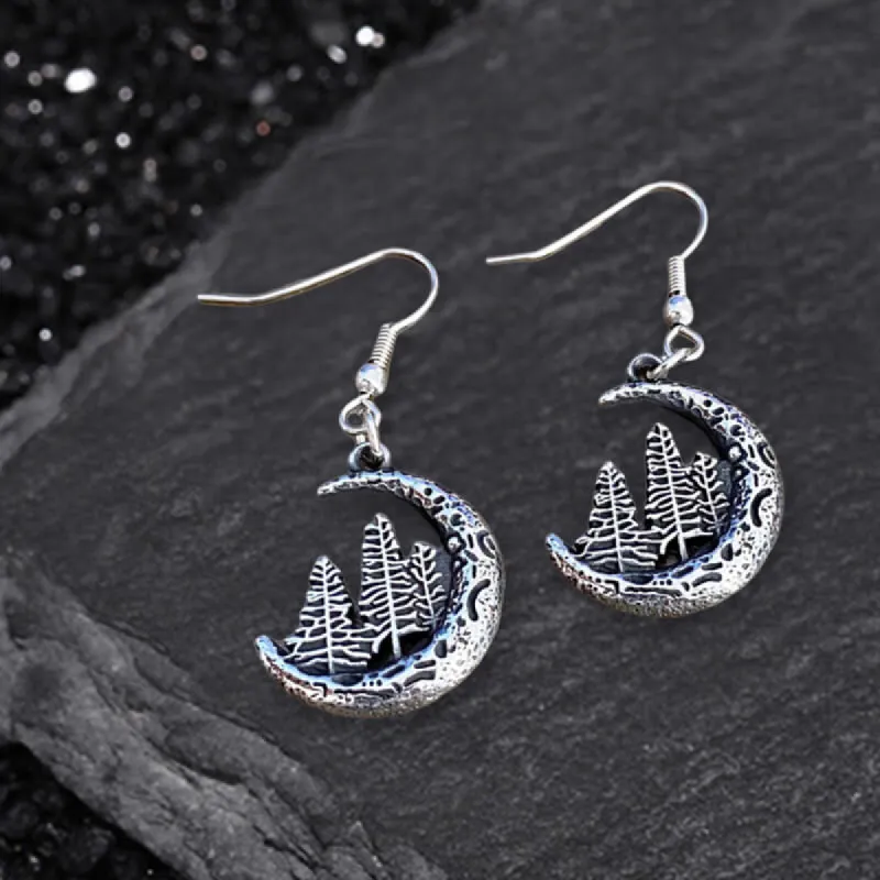 Nordic Forest Moon Stainless Steel Viking Earrings sold by GTHIC