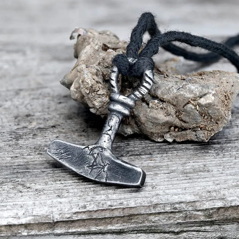 Retro Thor's Hammer Stainless Steel Viking Pendant sold by GTHIC