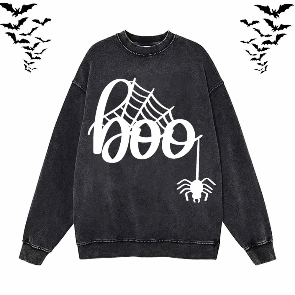 Spider Web Boo Vintage Washed Hoodie Sweatshirt sold by GTHIC product image thumbnail 2