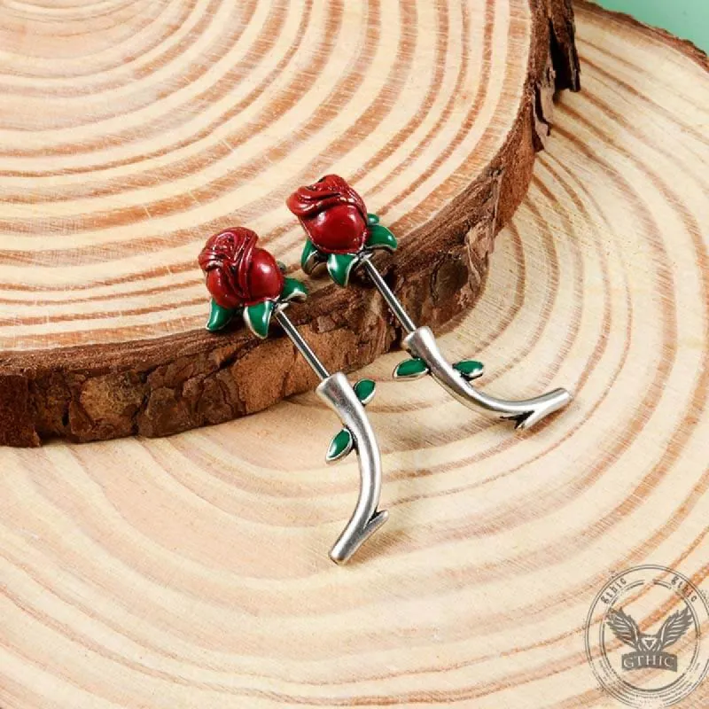 Rose Buds Stainless Steel Piercing Earrings sold by GTHIC