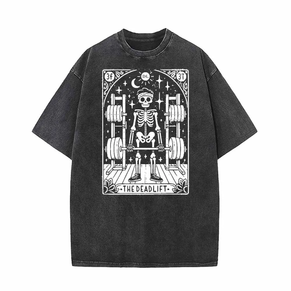The Deadlift Tarot Card Skull Vintage Washed T-shirt sold by GTHIC