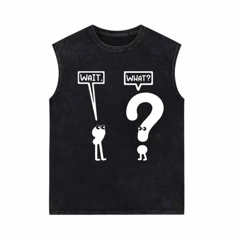 Funny Wait And What Vintage Washed Vest Top sold by GTHIC