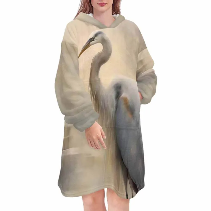 Colorful Crane Print Blanket Hoodie sold by GTHIC