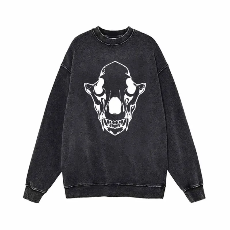 Horrible Monster Skull Head Vintage Washed Sweatshirt sold by GTHIC