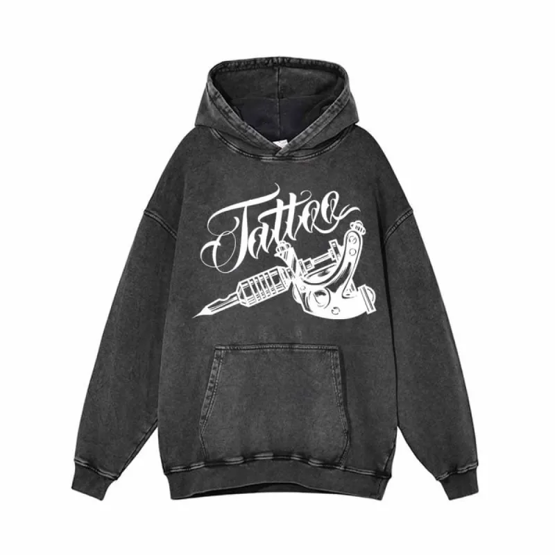 Got Ink Tattoo Machine Vintage Washed Hoodie sold by GTHIC