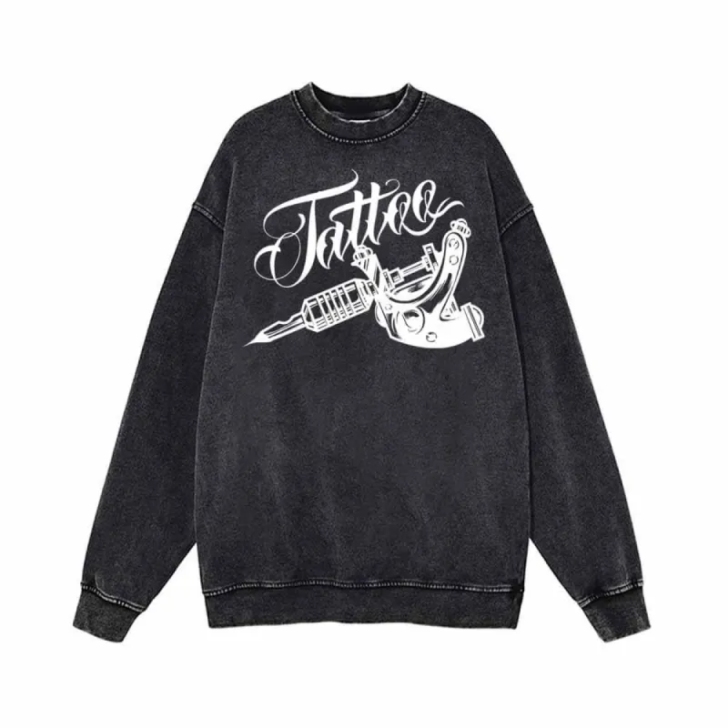 Got Ink Tattoo Machine Vintage Washed Sweatshirt sold by GTHIC