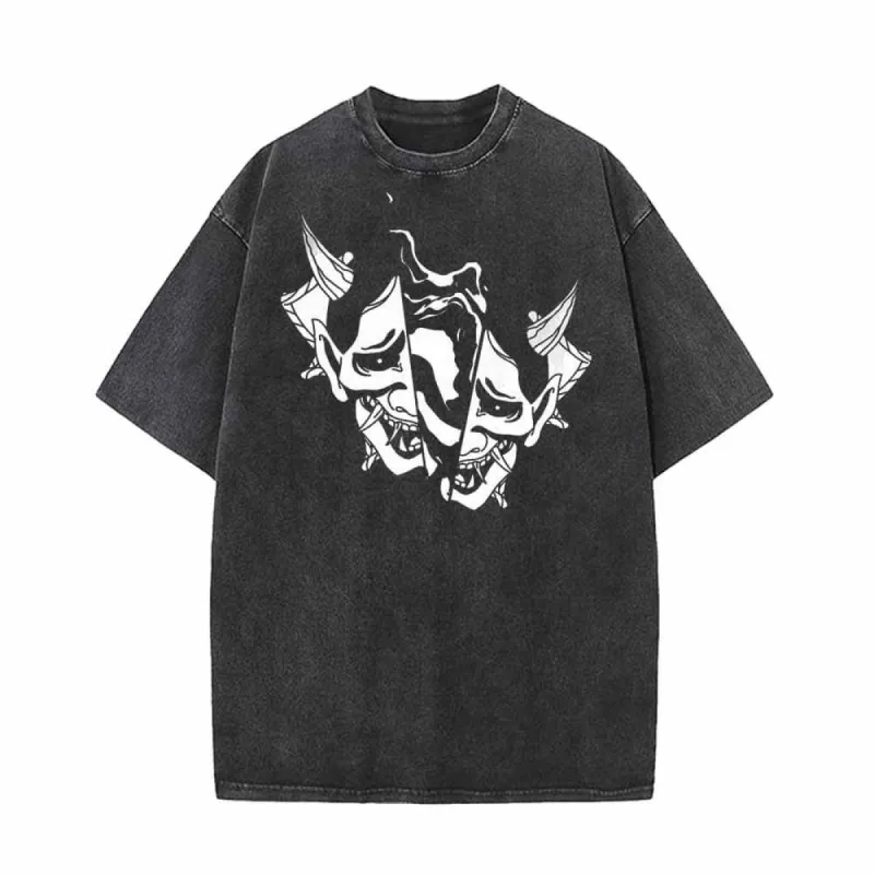 Broken Half Oni Mask Vintage Washed T-shirt sold by GTHIC