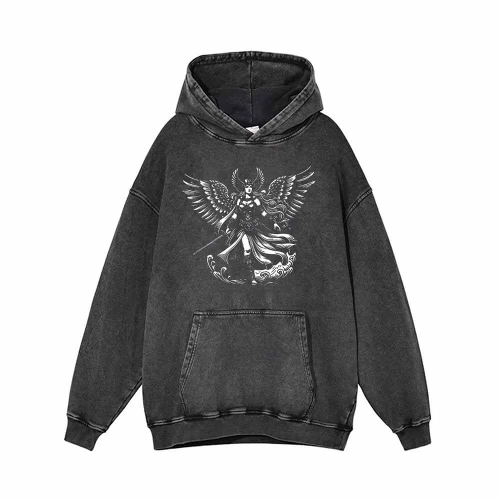 Angel Valkyrie Pattern Vintage Washed Hoodie sold by GTHIC