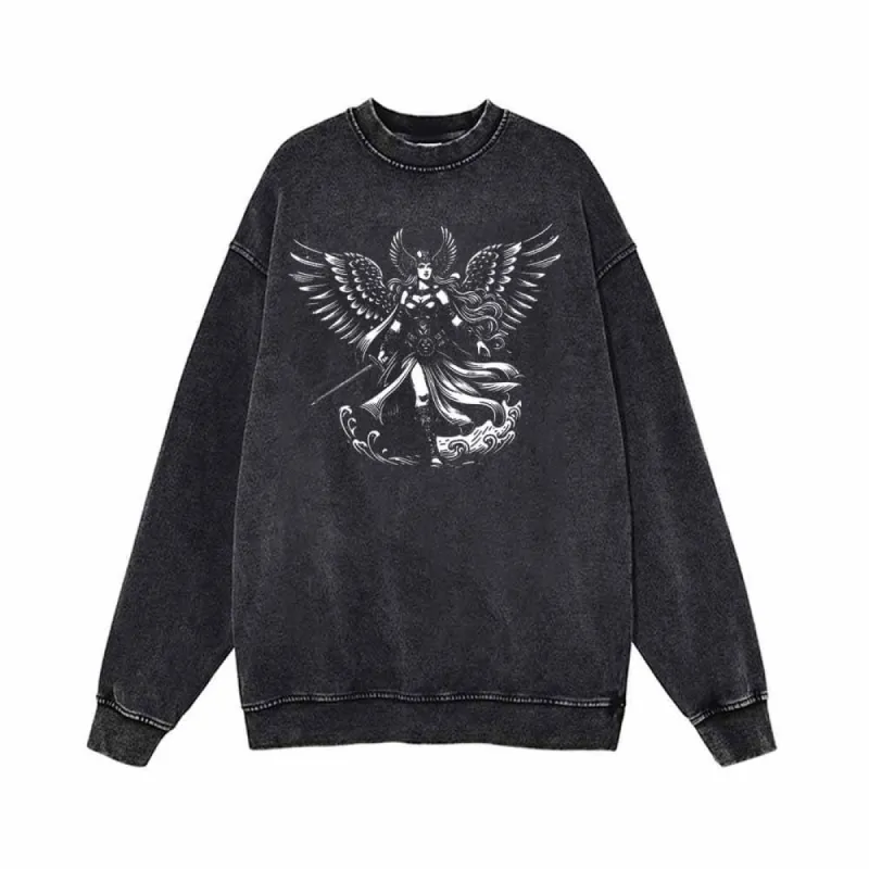 Angel Valkyrie Pattern Vintage Washed Sweatshirt sold by GTHIC
