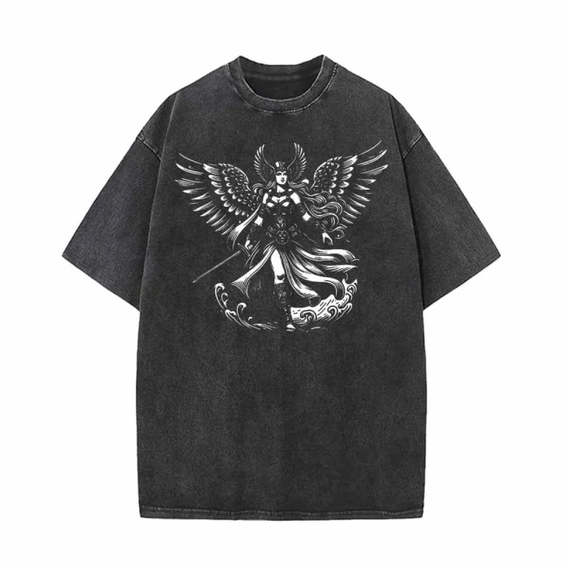 Angel Valkyrie Pattern Vintage Washed T-shirt sold by GTHIC