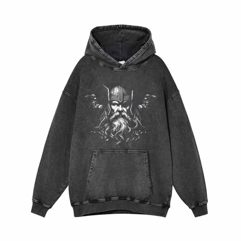 Viking Warrior With Ravens Vintage Washed Hoodie made by GTHIC