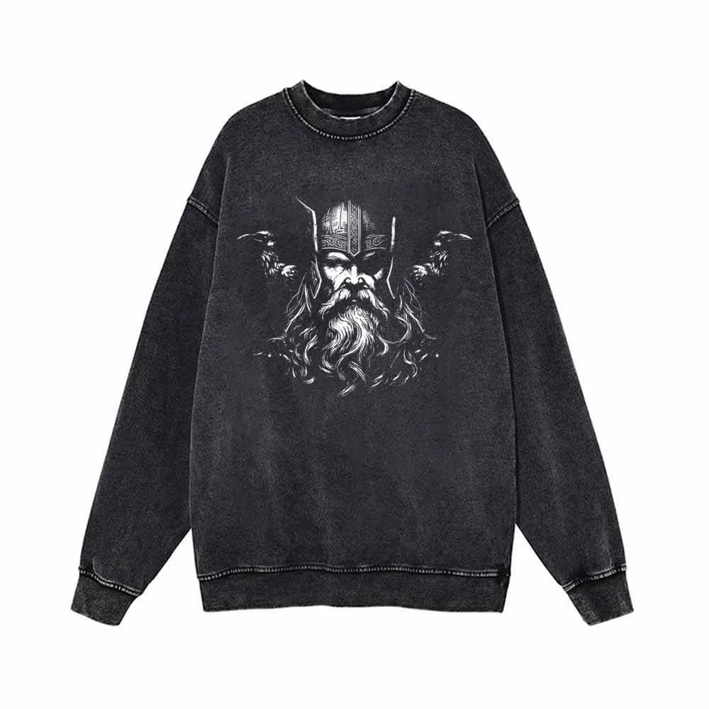 Viking Warrior With Ravens Vintage Washed Sweatshirt sold by GTHIC
