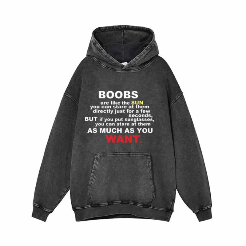 Boobs Are Like The Sun Vintage Washed Hoodie sold by GTHIC