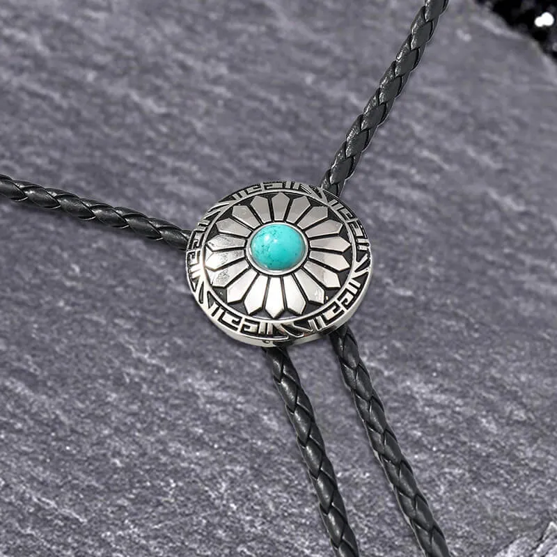 Vintage Sunflower Design Turquoise Alloy Bolo Tie sold by GTHIC product image thumbnail 2