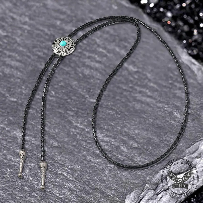 Vintage Sunflower Design Turquoise Alloy Bolo Tie sold by GTHIC product image thumbnail 4