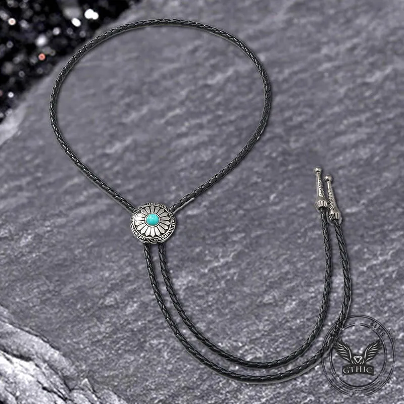 Vintage Sunflower Design Turquoise Alloy Bolo Tie sold by GTHIC product image thumbnail 3