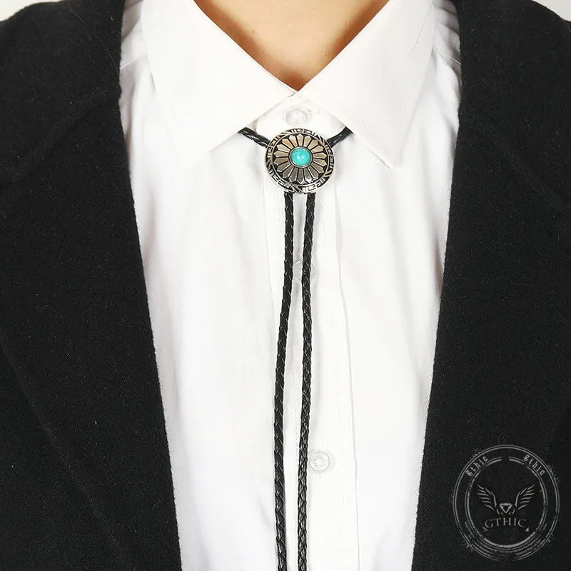 Vintage Sunflower Design Turquoise Alloy Bolo Tie sold by GTHIC