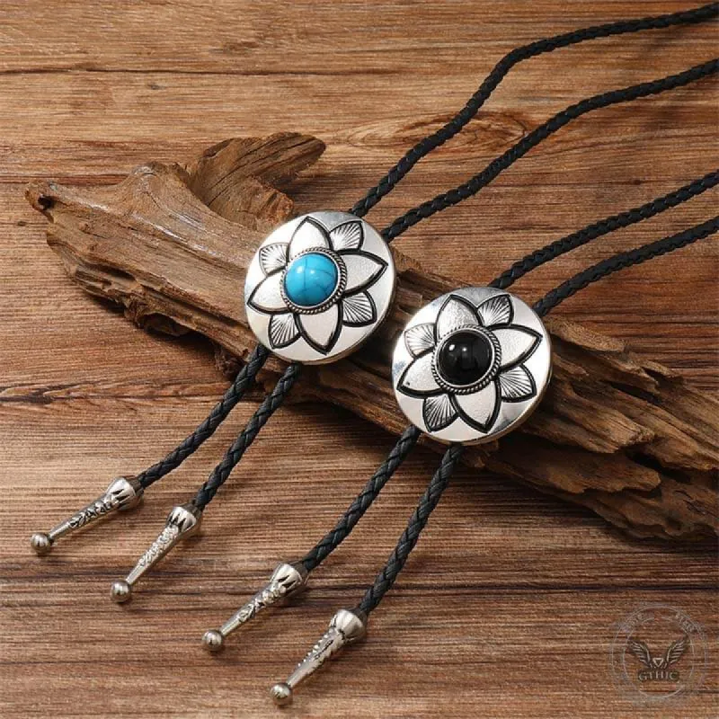 Vintage Petal Turquoise Leather Alloy Bolo Tie sold by GTHIC