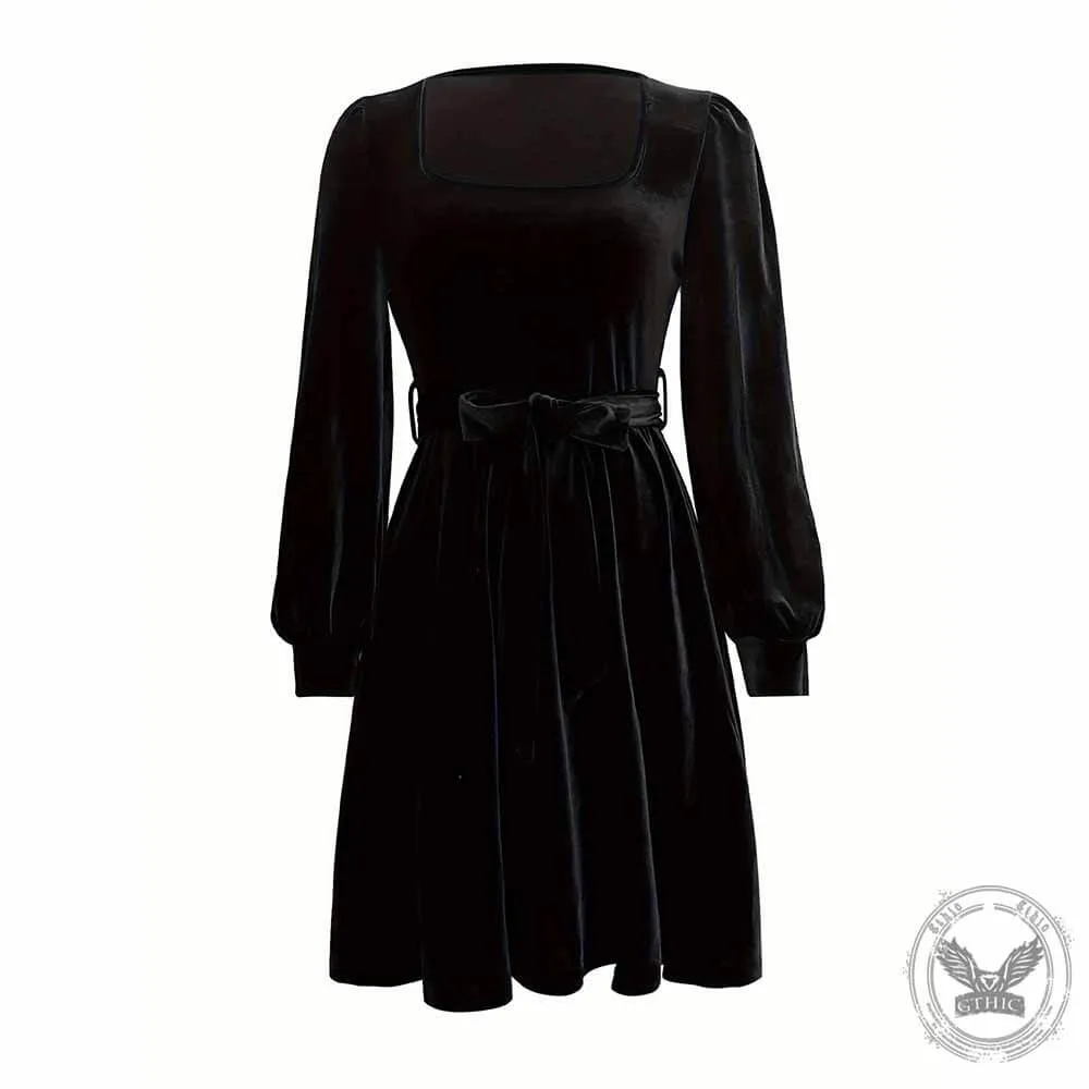 Vintage Square Neck Slim Long Sleeve Dress sold by GTHIC product image thumbnail 3