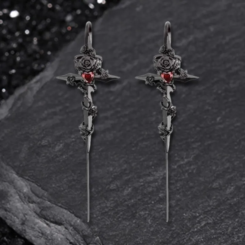 Gothic Taboo Rose Sword Copper Earrings sold by GTHIC