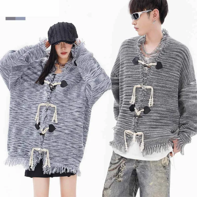 High Street Mixed Color Tassel Knot Button Cardigan sold by GTHIC