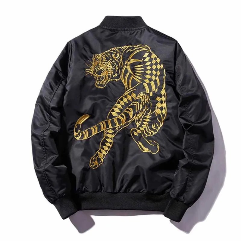 Vintage Tiger Embroidered Baseball Jacket sold by GTHIC