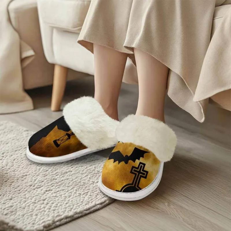 Horror Bat Cross Halloween Keep Warm Cotton Slippers sold by GTHIC