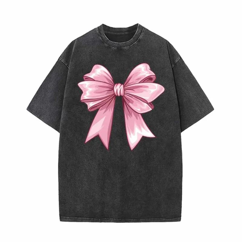 Pink Fluffy Bow Vintage Washed T-shirt sold by GTHIC