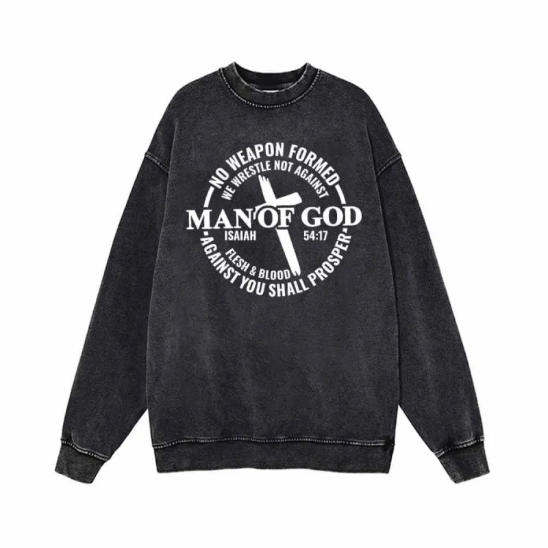 Man Of God Cross Vintage Washed Sweatshirt sold by GTHIC