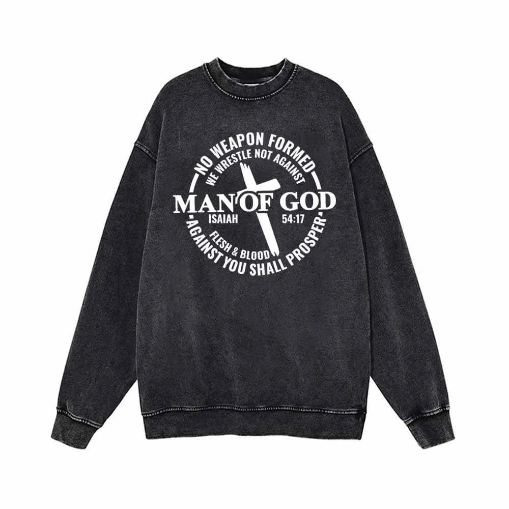 Man Of God Cross Vintage Washed Sweatshirt sold by GTHIC