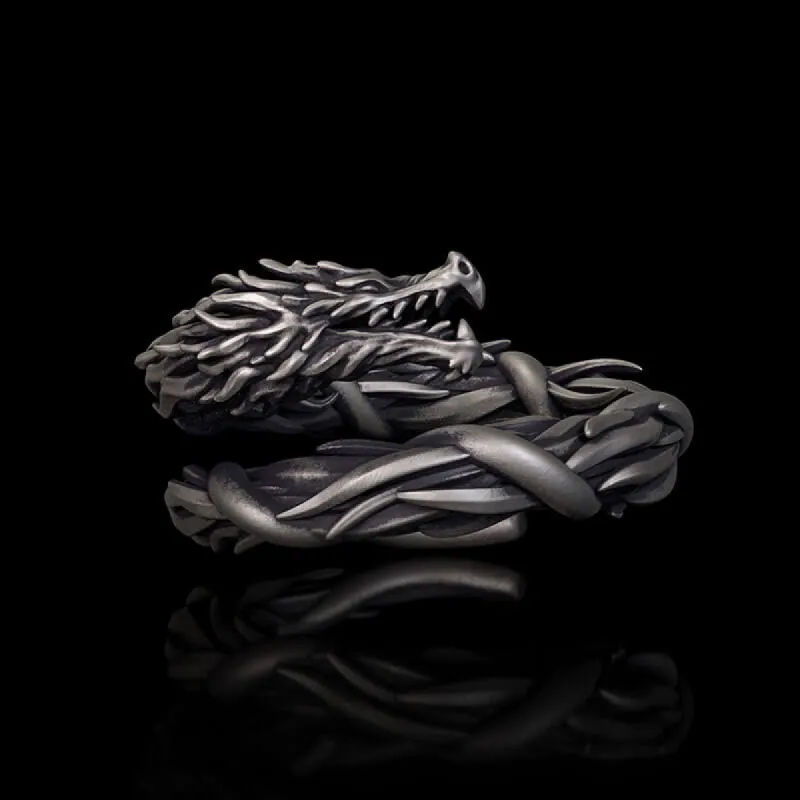 Domineering Hovering Dragon Sterling Silver Ring sold by GTHIC