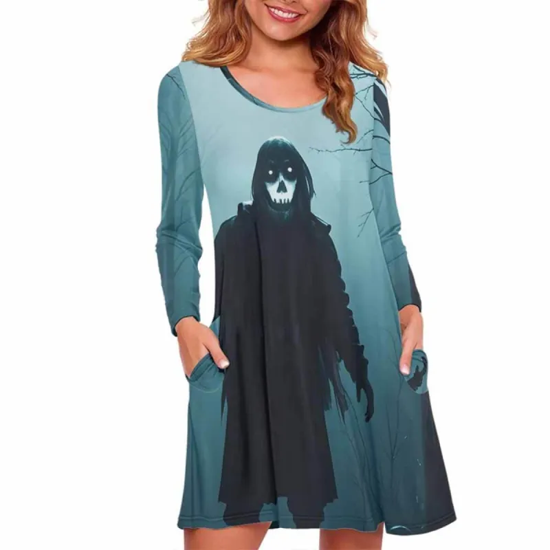 Horror Forest Ghost Skeleton Casual Dress sold by GTHIC