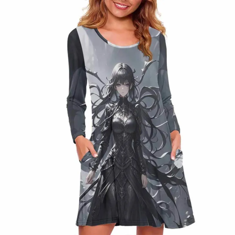 Gothic Dark Style Girl Double Pocket Casual Dress made by GTHIC