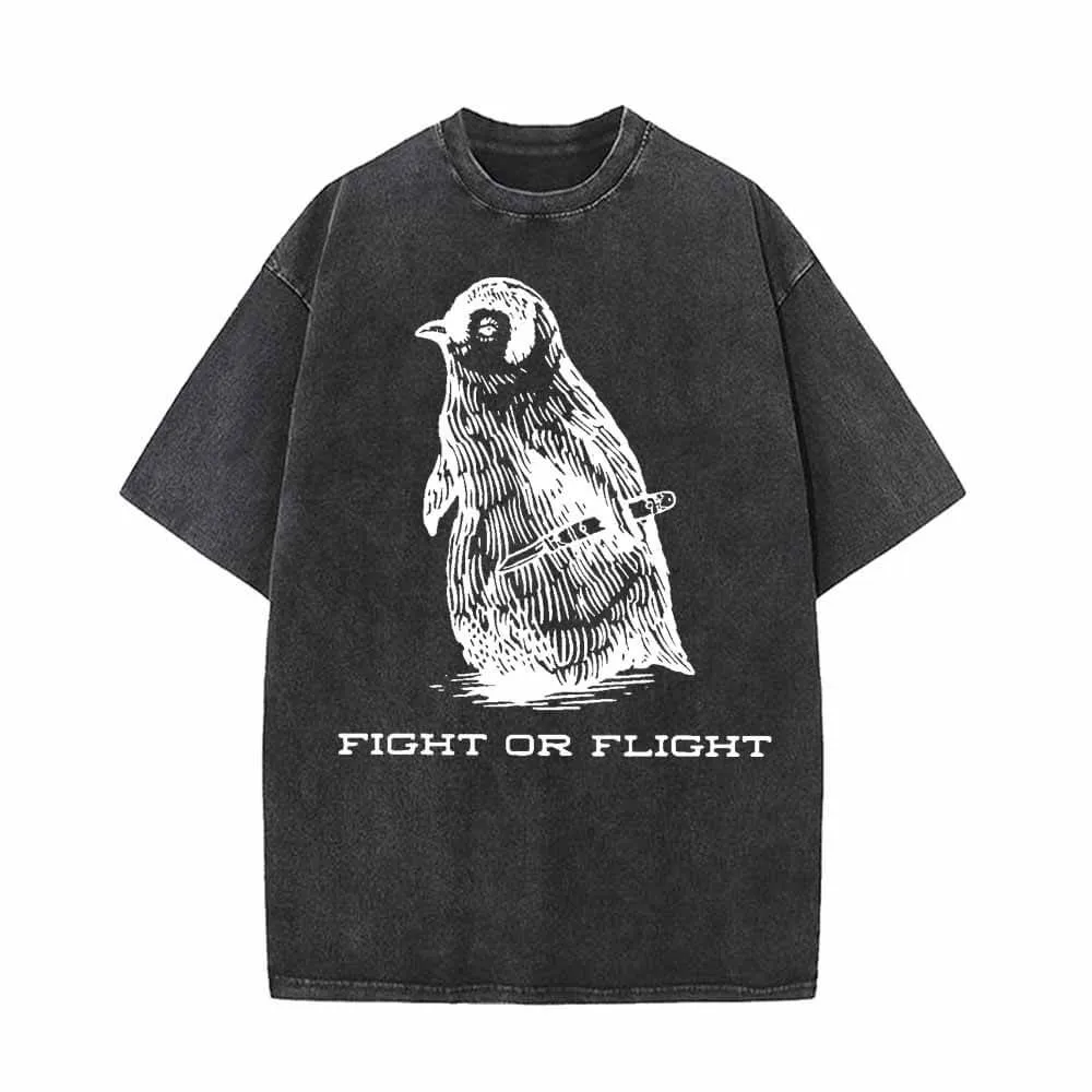 Penguin Fight Or Flight Vintage Washed T-shirt sold by GTHIC