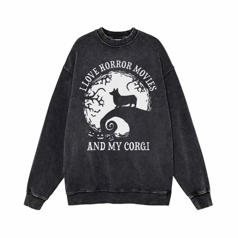 I Love Horror Movies And My Corgi Sweatshirt sold by GTHIC