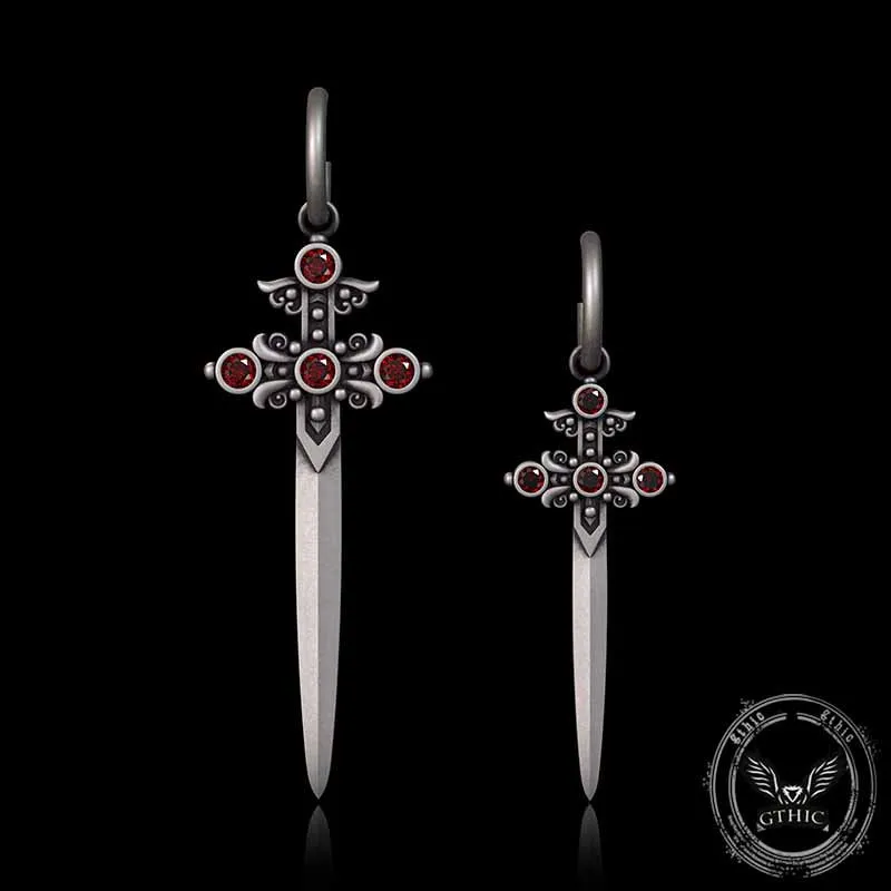 Gothic Sword Gem Sterling Silver Earrings sold by GTHIC