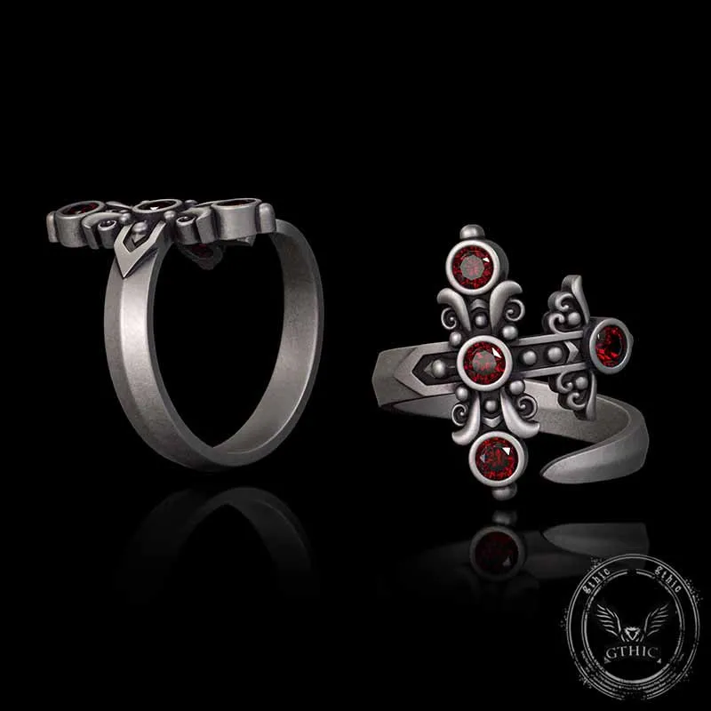 Gothic Curved Sword Sterling Silver Gem Ring sold by GTHIC product image thumbnail 2